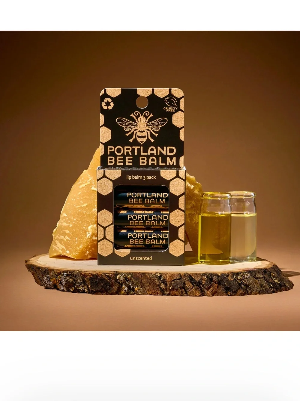 Unscented Lip Balm - Black & Gold (3-Pack)